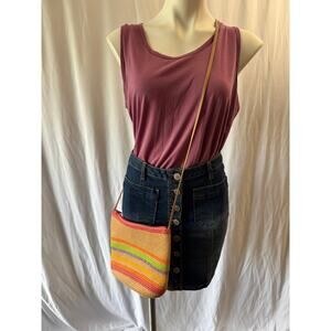 Floral Tapestry Crossbody Handbag – Pink Lining